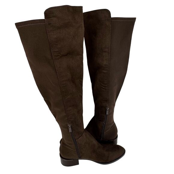 CALVIN KLEIN DEEDEE FAUX SUEDE OVER THE KNEE BOOTS IN MEDIUM BROWN NWOB SIZE 8M - Picture 5 of 15